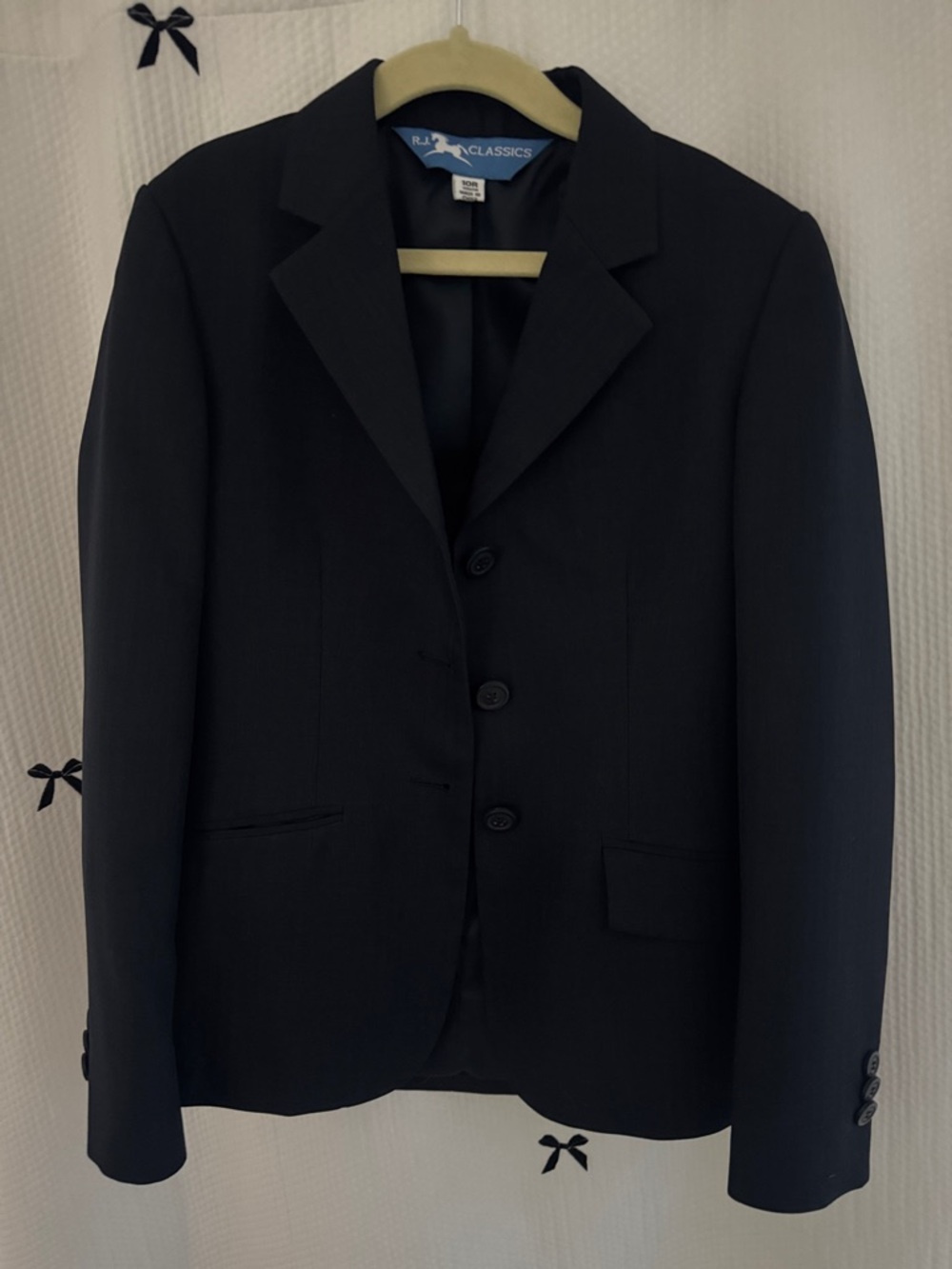 Kids Equestrian Navy Blazer – Tailored Three-Button Jacket - 10R
